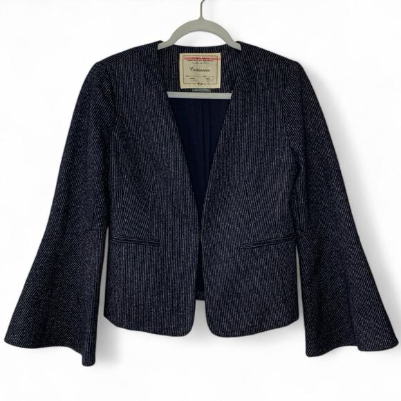 Anthropologie Cartonnier Pinstripe Flare Sleeve Blazer Size 4 - Picture 2 of 5